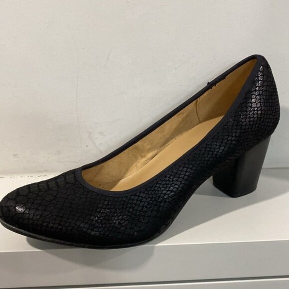 Naturalizer Shoes Naomi Snakeskin Pump Shoes Heel Black Size 40M - Picture 2 of 12